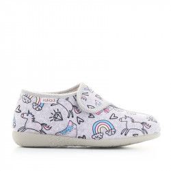 Espardenyes casa Vul·ladi grises estampades i tancades amb velcro - Querol online