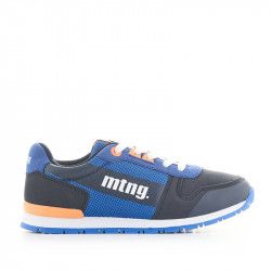 Zapatillas deporte MustangKids azules de cordones con detalles naranja - Querol online