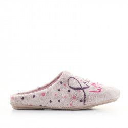 Zapatillas casa Vul·ladi grises con puntos y frase en la puntera - Querol online