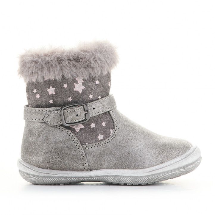 Botines CRECENDO grises con estrellas y pelo en la caña - Querol online