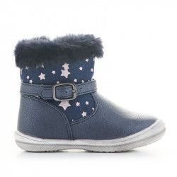 Botines CRECENDO azules con estrellas y pelo en la caña - Querol online