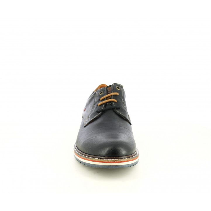 Zapatos vestir Lobo negros con cordones y detalles marrones - Querol online