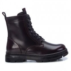Botines planos Xti burdeos con poca plataforma y suela de goma - Querol online