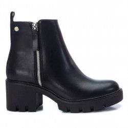 Botines plataforma Xti negros con cremallera lateral plateada - Querol online