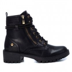 Botines tacón Xti negros con cordones largos y cremallera dorada - Querol online