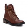 Botines tacón Xti  marrones con cordones largos y cremallera dorada