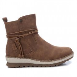 Botines planos Refresh camel con cremallera y detalle de cuerda - Querol online