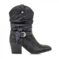 Botas tacón Mustang diseñado con hebilla en el lateral con pañuelo - Querol online