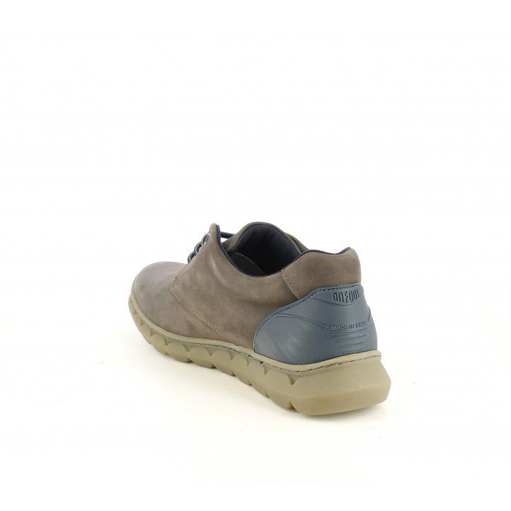 Zapatos sport ONFOOT marrón oscuro con cordones azules - Querol online