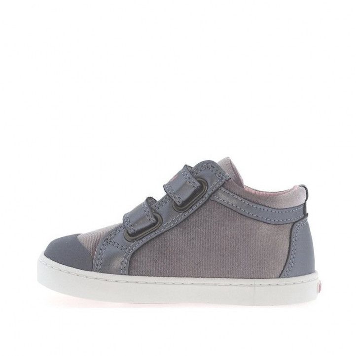 Zapatos abotinados Pablosky plateadas con doble velcro y estrella - Querol online