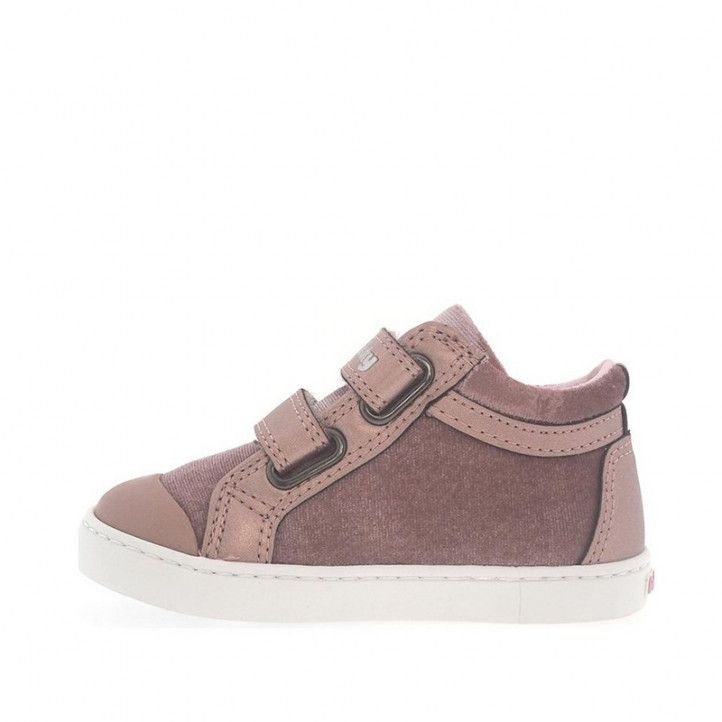 Zapatos abotinados Pablosky rosas con doble velcro y estrella - Querol online