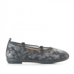 Bailarinas Vul·ladi negras y plateadas de piel con tiras - Querol online