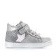 Botines CRECENDO gris metalizado con purpurina, cordones, velcro y estrella - Querol online