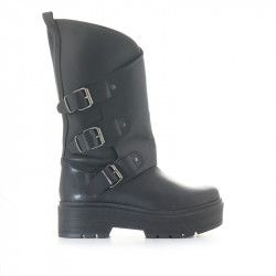 Botas planas Redlove teodora negras de piel con hebillas - Querol online