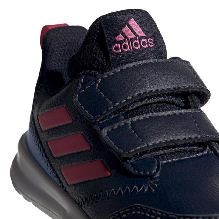 Zapatillas deporte Adidas azul marino con rayas rosas  y velcros - Querol online