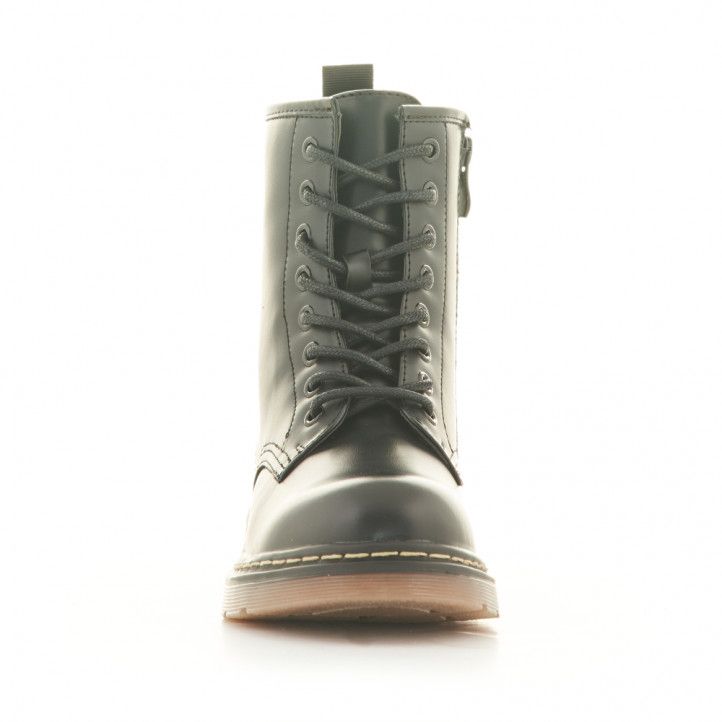 Botines planos Stay con cordones y cremallera lateral negros - Querol online