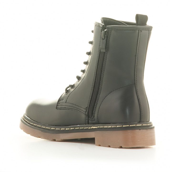 Botins plans Stay amb cordons i cremallera lateral negres - Querol online