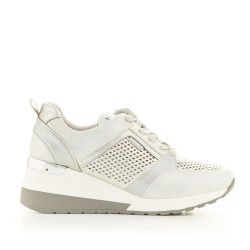 Sabatilles esportives D'Angela de plataforma grises metal·litzades amb cordons i orificis laterals - Querol online