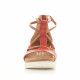 Sandalias cuña Mjus de piel rojas con tiras marrones y cremallera - Querol online