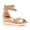 Sandalias cuña Mjus marrones de piel con tira en el tobillo