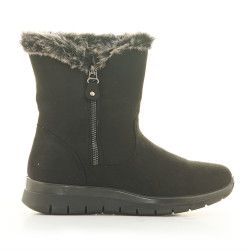Botines planos MY SOFT negros con pelo y cremallera en el lateral - Querol online