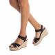 Sandalias cuña Refresh negras con hebilla en el tobillo y tiras trenzadas - Querol online