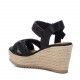 Sandalias cuña Refresh negras con hebilla en el tobillo y tiras trenzadas - Querol online