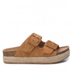 Sandalias plataformas Refresh marrones abiertas con dos hebillas - Querol online