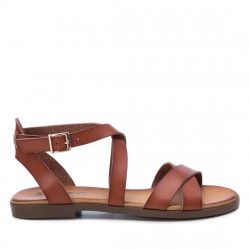 Sandalias planas Refresh marrones estilo romano con tiras y cierre con hebilla - Querol online