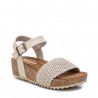 Sandalias plataformas Refresh beige con tira trenzada y hebilla