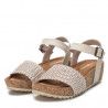 Sandalias plataformas Refresh beige con tira trenzada y hebilla