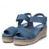Sandalias cuña Xti azules con tira delantera trenzada y hebilla