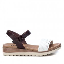 Sandalias cuña Xti blancas y marrones con hebilla - Querol online