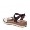 Sandalias cuña Xti blancas y marrones con hebilla