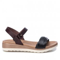 Sandalias cuña Xti negras y marrones con hebilla - Querol online