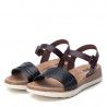 Sandalias cuña Xti negras y marrones con hebilla
