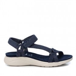 Sandalias cuña Xti azul marino con topos y tiras - Querol online