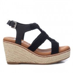 Sandalias cuña Xti negras con detalles trenzados - Querol online