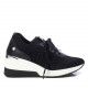 Zapatillas deportivas Xti negras de malla con brillantes y cuña - Querol online