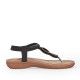 Sandalias planas Amarpies con tira central negra y detalle en madera - Querol online