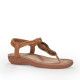 Sandalias planas Amarpies con tira central marrón y detalle en madera - Querol online