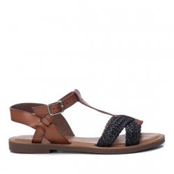 Sandalias planas Refresh con doble tira negra trenzada - Querol online