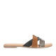 Sandalias planas Gioseppo de piel marrones con tiras de varios colores - Querol online