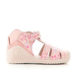 Sandàlies abotinades Biomecanics roses amb diversos dibuixos estampats - Querol online