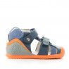 Sandalias abotinadas Biomecanics azules con detalles en naranja
