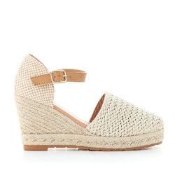 Sandalias cuña D'Angela trenzada color rafia - Querol online