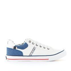 Zapatillas lona Lois blancas con partes tejanas - Querol online