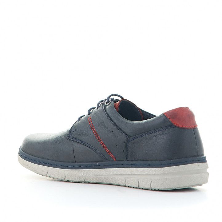 Zapatos sport Vicmart azules con cordones y detalle en contrafuerte rojo - Querol online