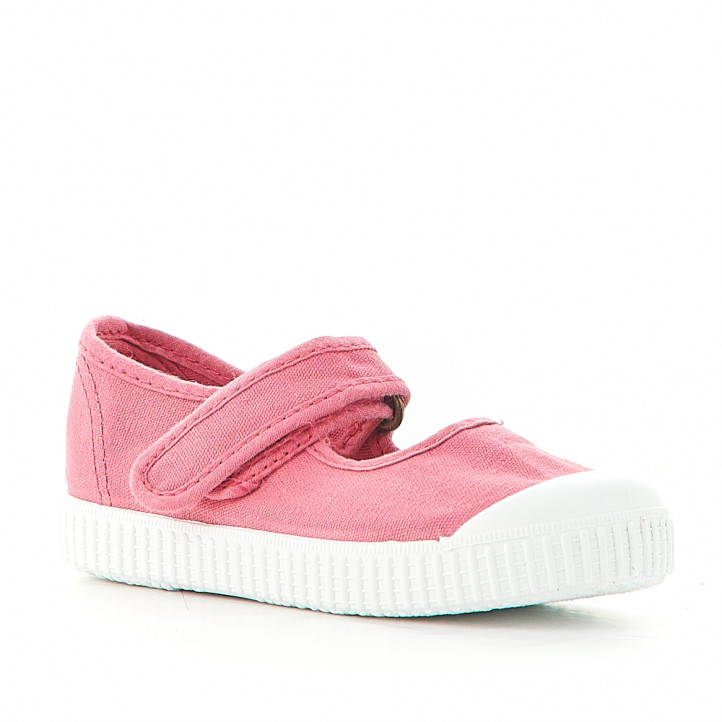 Zapatillas lona Victoria rosas con velcro superior - Querol online