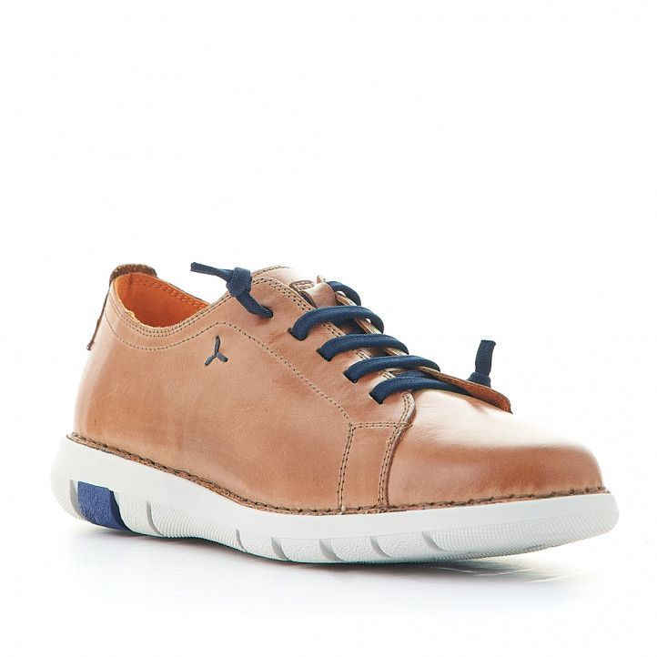 Zapatos sport Zen marrones con cordones elásticos azules - Querol online